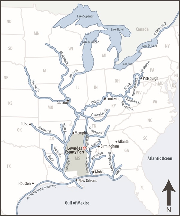 Inland waterway system map