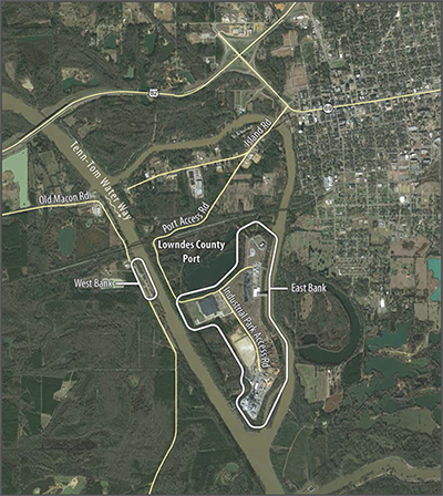Aerial view of Lowndes County Port
