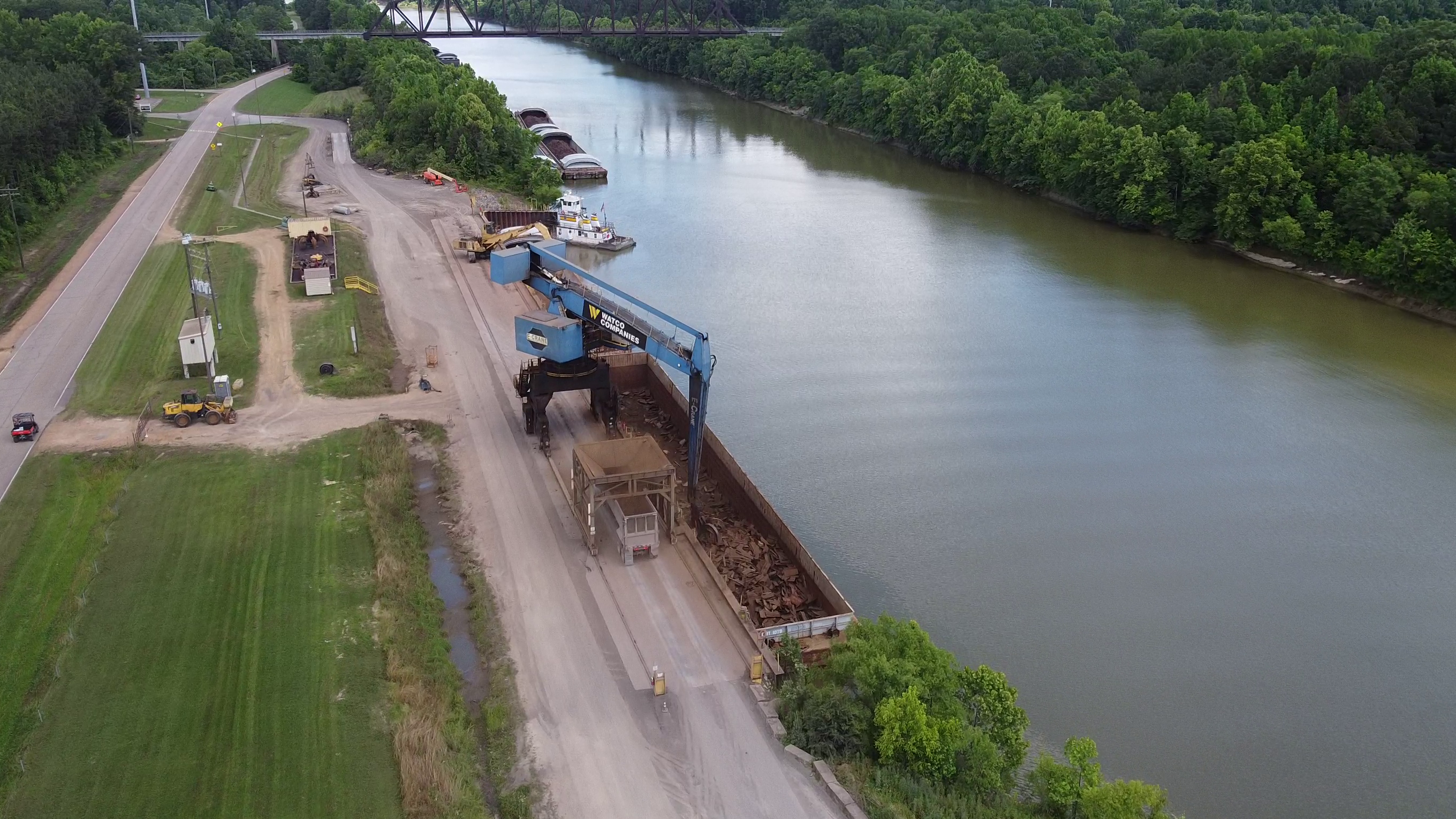 Aerial view of cargo operations at Lowndes County Port
